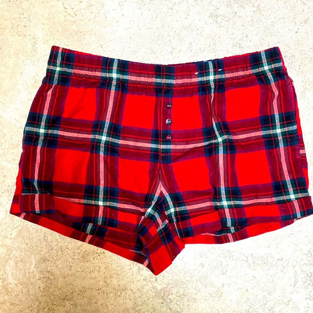 Stars Above Red Plaid Flannel Shorts Size Large